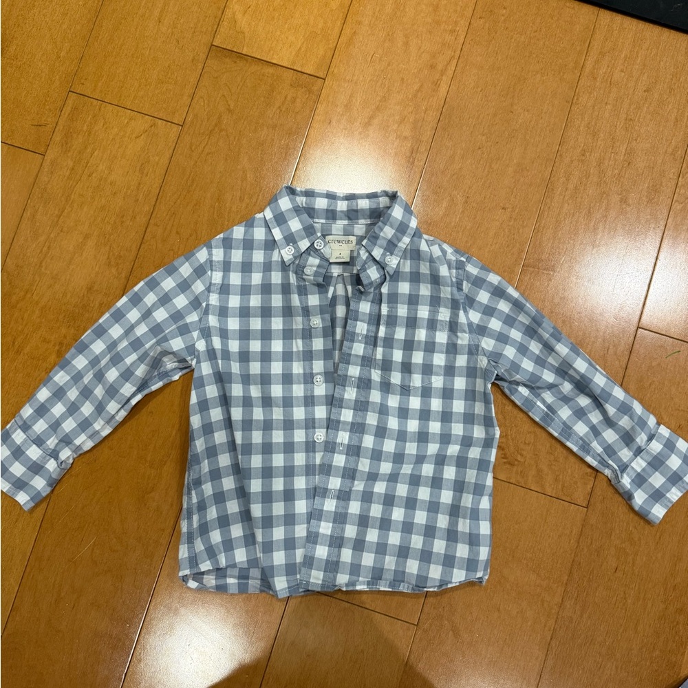 Crewcuts Blue and White Gingham Button-Down Shirt